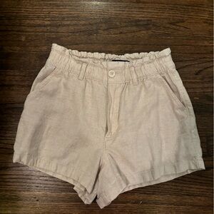 High waist linen blend shorts